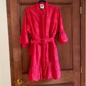 Beautiful reddish coral eyelet Farm Rio dress